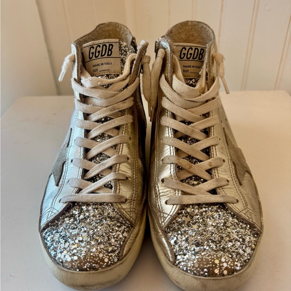 Golden Goose Francy Sneakers in Cream and Silver - Picture 1 of 6